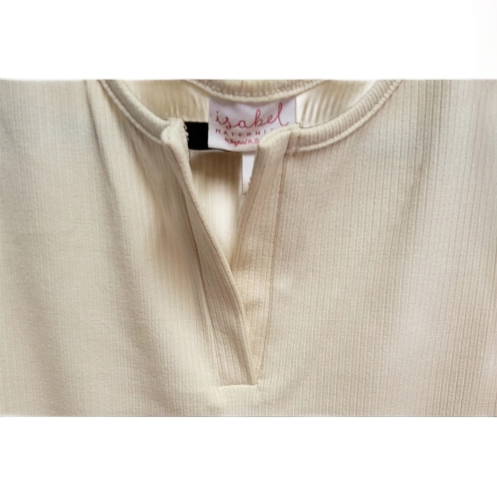 Isabel Maternity Beige Shirred Tank Top size small - Picture 2 of 7